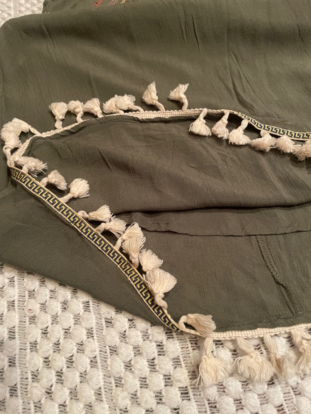 NWT Spence Sage Green Embroidered Tassel Dress Size 10 Boho Cottagecore - Picture 6 of 13